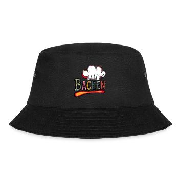 Backen mein Hobby - buntes Bäckermotiv - Bucket Hat - Schwarz - Vorne - Lela (165cm)