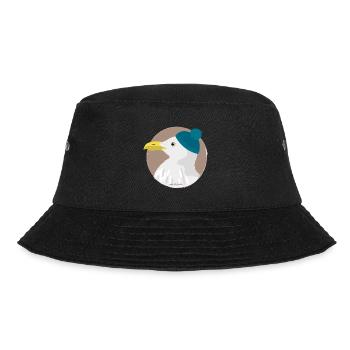 Möwe blaue Mütze | moin - Bucket Hat - Schwarz - Vorne - Lela (165cm)