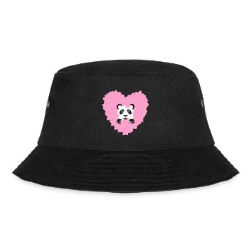 Herz mit Kirschblüten und lustigen Panda. - Bucket Hat - Schwarz - Vorne - Lela (165cm)