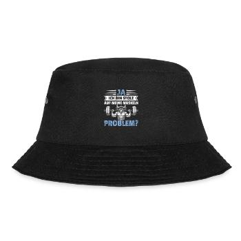Gym lustiger Spruch stolz auf Muskeln Problem? - Bucket Hat - Schwarz - Vorne - Lela (165cm)