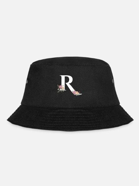 Floral Monogram I Capital Alphabet R I Letter - Bucket Hat - Schwarz