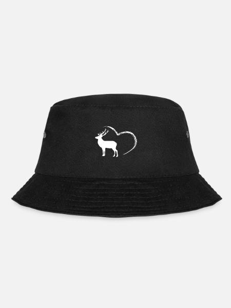 Hirsch - Deer - Naturschutz - Tierschutz - Herz - Bucket Hat - Schwarz