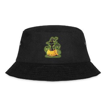 Halloween Black Witch Cat in Pumpkin - Bucket Hat - black - Front - Lela (165cm)