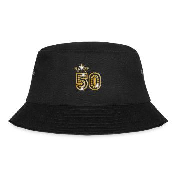 50 - Birthday - Queen - Gold - Burlesque - Bucket Hat - Schwarz - Vorne - Lela (165cm)