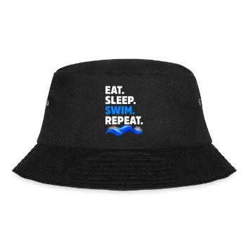 Essen Sie Schlaf-Schwimmen-Wiederholungs-lustiger Schwimmer - Bucket Hat - Schwarz - Vorne - Lela (165cm)