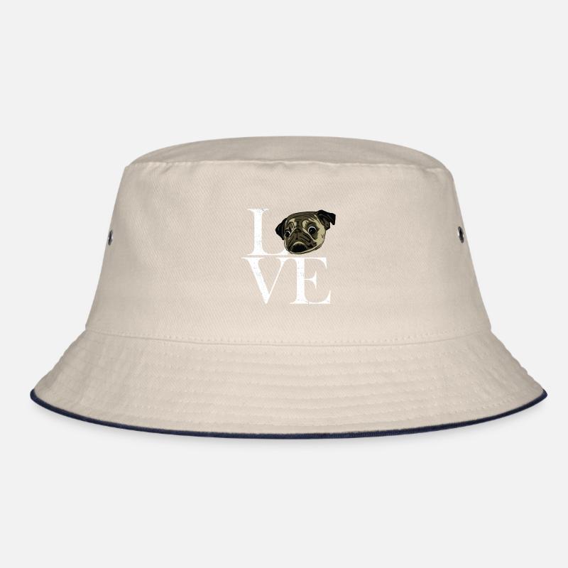 Mops white Bucket Hat