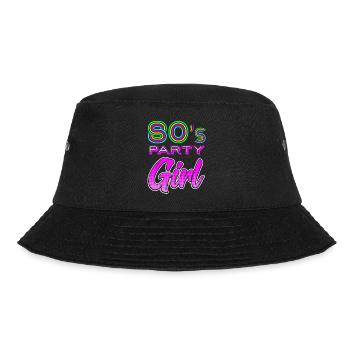 80er Party Girl - Retro Shirt für 80er Jahre - Bucket Hat - Schwarz - Vorne - Lela (165cm)