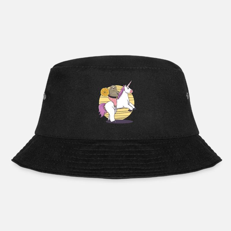 Faultier Einhorn Pizza lustig Geschenk Geburtstag - Bucket Hat - Schwarz