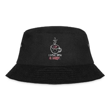 Ich liebe dich ein Latte - Bucket Hat - Schwarz - Vorne - Lela (165cm)