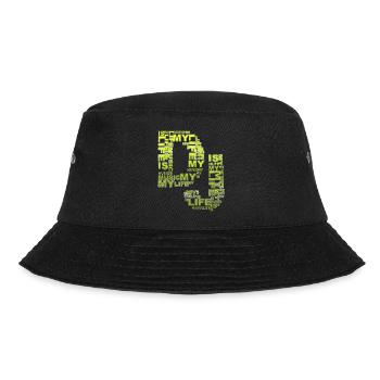 DJ - music is my life - Bucket Hat - Schwarz - Vorne - Lela (165cm)