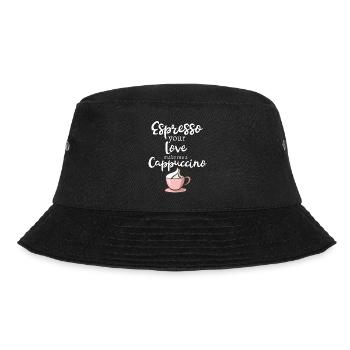 Lustiger Kaffee-Espresso-Cappuccino-Liebhaber-Entwurf - Bucket Hat - Schwarz - Vorne - Lela (165cm)