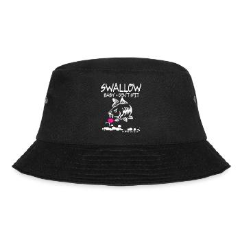 SWALLOW Baby DON'T SPIT - KARPFEN - ANGELN - CARP - Bucket Hat - Schwarz - Vorne - Lela (165cm)