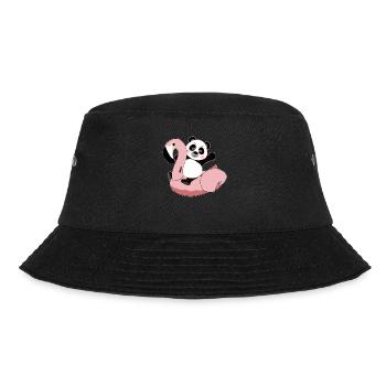 Panda auf Flamingo Luftmatraze kawaii Sommer coole - Bucket Hat - Schwarz - Vorne - Lela (165cm)