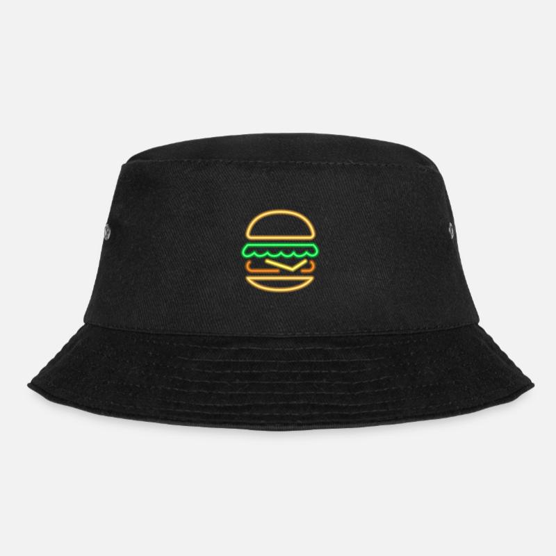 Neon Burger - 80s Retro Neonreklame - Bucket Hat - Schwarz