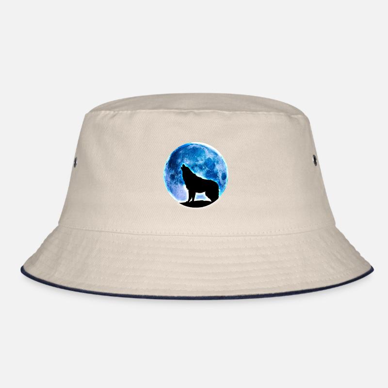 Wolf full moon Bucket Hat