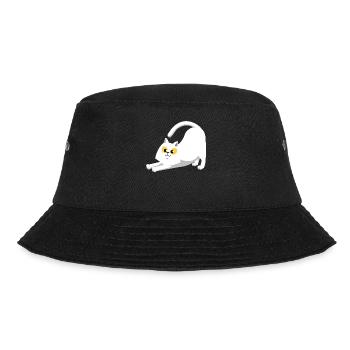 White cat stretching - Bucket Hat - black - Front - Lela (165cm)