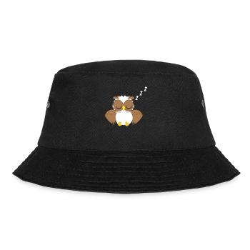 Eule - Uhu - Kauz - Eulen T-Shirt - Schlafen - Bucket Hat - Schwarz - Vorne - Lela (165cm)