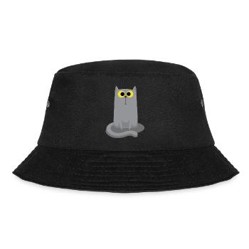 Graue Katze sitzen - Bucket Hat - Schwarz - Vorne - Lela (165cm)