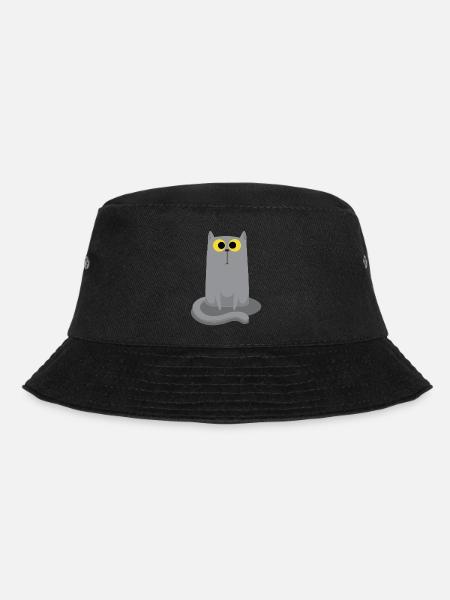 Sitting gray cat - Bucket Hat - black