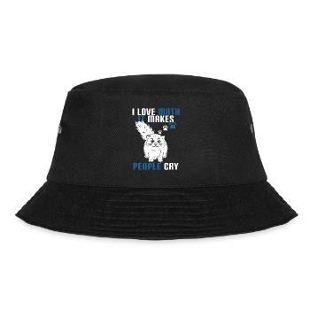 Kreatives T-Stück Design mit Text "Ich liebe Mathe es - Bucket Hat - Schwarz - Vorne - Lela (165cm)
