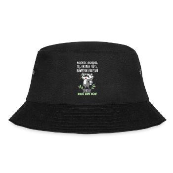 Nachtaktiv, Augenringe, irgendwie süß, kämpft um s - Bucket Hat - Schwarz - Vorne - Lela (165cm)