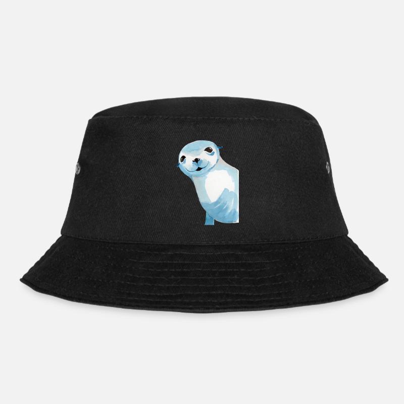 Robbe Seehund Tier Raubtier schwimmen Geschenk - Bucket Hat - Schwarz