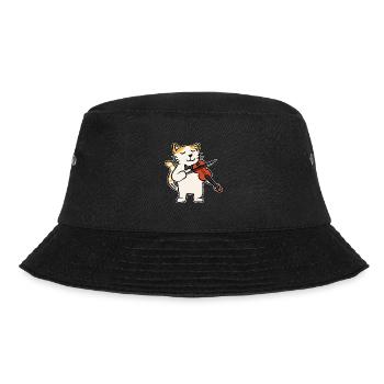Katze Violine Musik Instrument Kinder Geschenk - Bucket Hat - Schwarz - Vorne - Lela (165cm)