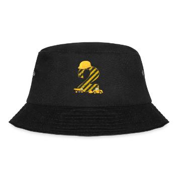 2nd Birthday Digger 2 Years Builder Excavator Gift - Bucket Hat - black - Front - Lela (165cm)
