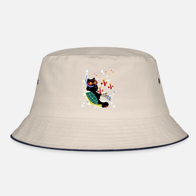 Cat Turtle Dive Fish Sea Gift Bucket Hat