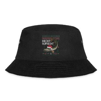 Weihnachtlicher Hecht Ruprecht Angler Humor - Bucket Hat - Schwarz - Vorne - Lela (165cm)