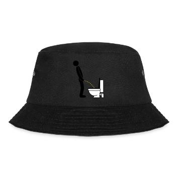 WC logo im stehen pinkeln pissen klo toilette erle - Bucket Hat - Schwarz - Vorne - Lela (165cm)