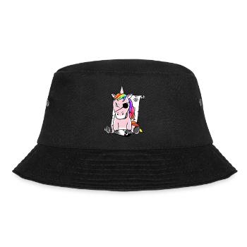 Fantasy Pirat grimmiges böses Einhorn Schatzkarte - Bucket Hat - Schwarz - Vorne - Lela (165cm)