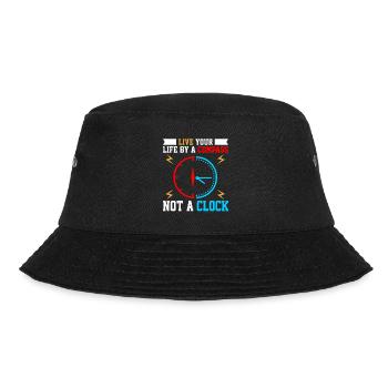 Lebensweisheit Uhr mit Kompassmotiv - Bucket Hat - Schwarz - Vorne - Lela (165cm)