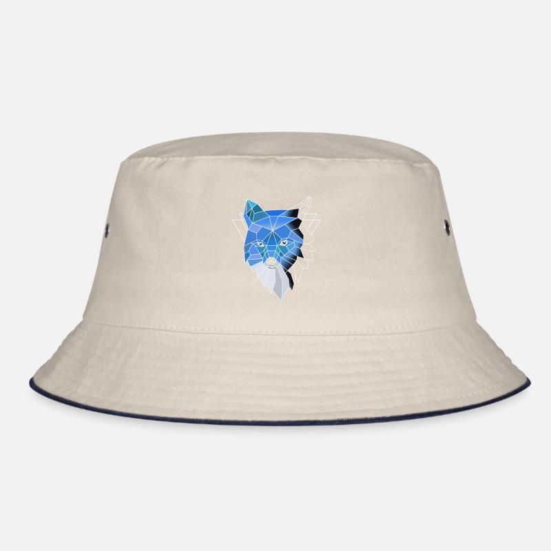 Blue polygon wolf Bucket Hat