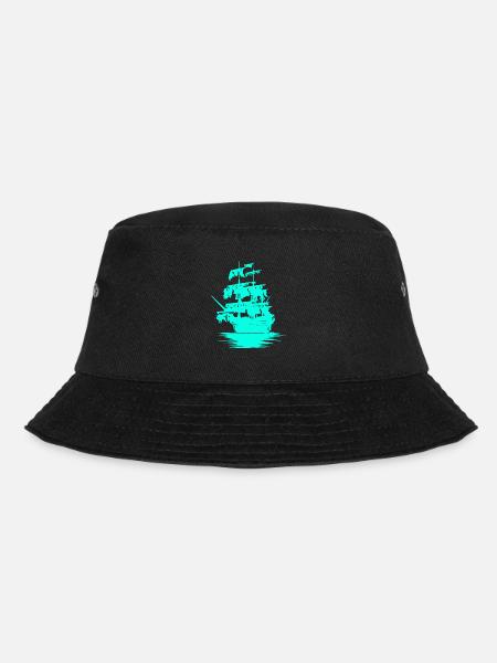Sailing Ship Seafaring Fantasy Maritime Dinghy - Bucket Hat - black