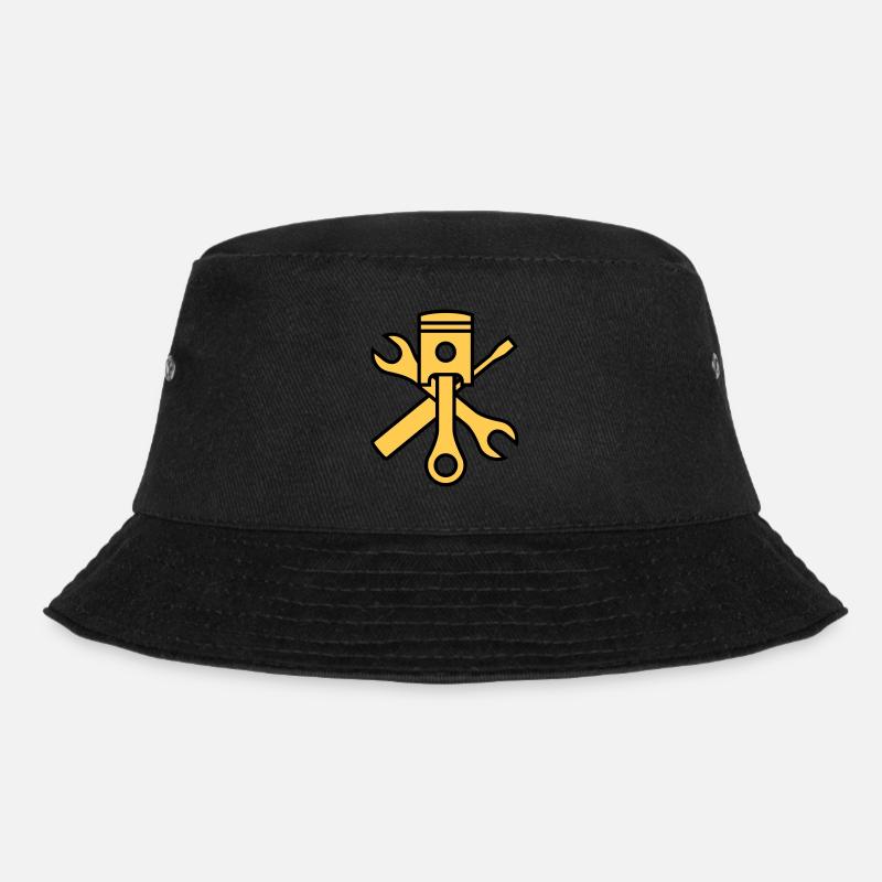 Kolben und Werkzeug 2c (+ Dein Text) - Bucket Hat - Schwarz