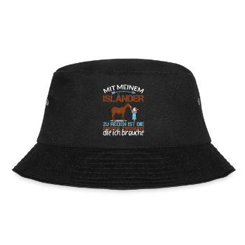 Islandpferd Isländer Island-Pferd Reiten Tölt - Bucket Hat - Schwarz - Vorne - Lela (165cm)