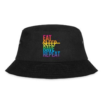 Rave - Eat sleep repeat3 - Bucket Hat - Schwarz - Vorne - Lela (165cm)