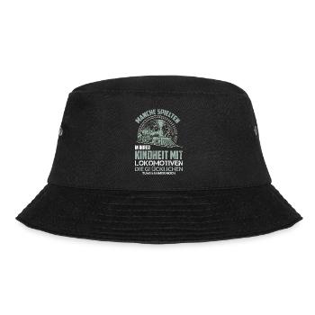 Lokomotive Lok Eisenbahner Lokführer Modell Spruch - Bucket Hat - Schwarz - Vorne - Lela (165cm)