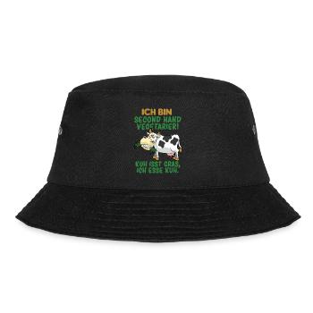 SECOND HAND VEGETARIER FLEISCHESSER HUMOR - Bucket Hat - Schwarz - Vorne - Lela (165cm)