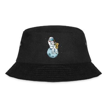Saxophon Shirt Männer Astronaut Mond Jazz Musik - Bucket Hat - Schwarz - Vorne - Lela (165cm)