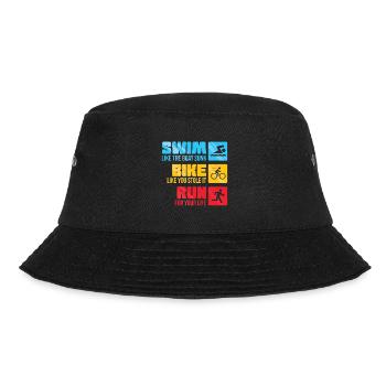 Triathlon Motivation Spruch - Bucket Hat - Schwarz - Vorne - Lela (165cm)