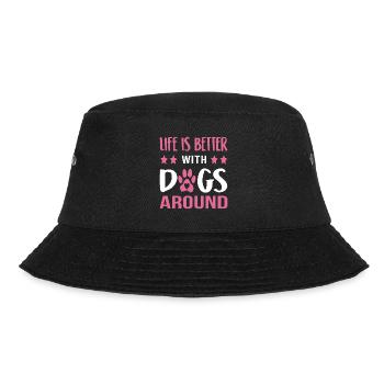 Das Leben ist besser mit Hunden - Bucket Hat - Schwarz - Vorne - Lela (165cm)