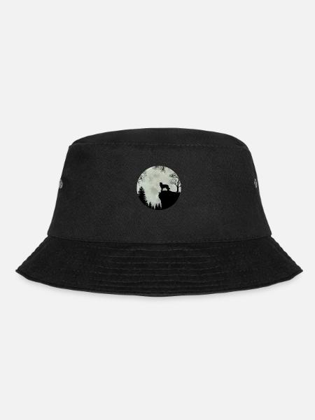 Australian Shepherd bei Vollmond Geschenk 0738 - Bucket Hat - Schwarz