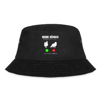 Hühner Huhn Bauernhof Hahn Bauer Ei Hühnerstall - Bucket Hat - Schwarz - Vorne - Lela (165cm)