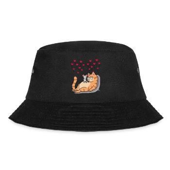 Cat Mouse Friend Love Partnership Romance - Bucket Hat - black - Front - Lela (165cm)