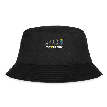 JAKOBSWEG Humor Evolution Wanderer Pilger Reise - Bucket Hat - Schwarz - Vorne - Lela (165cm)
