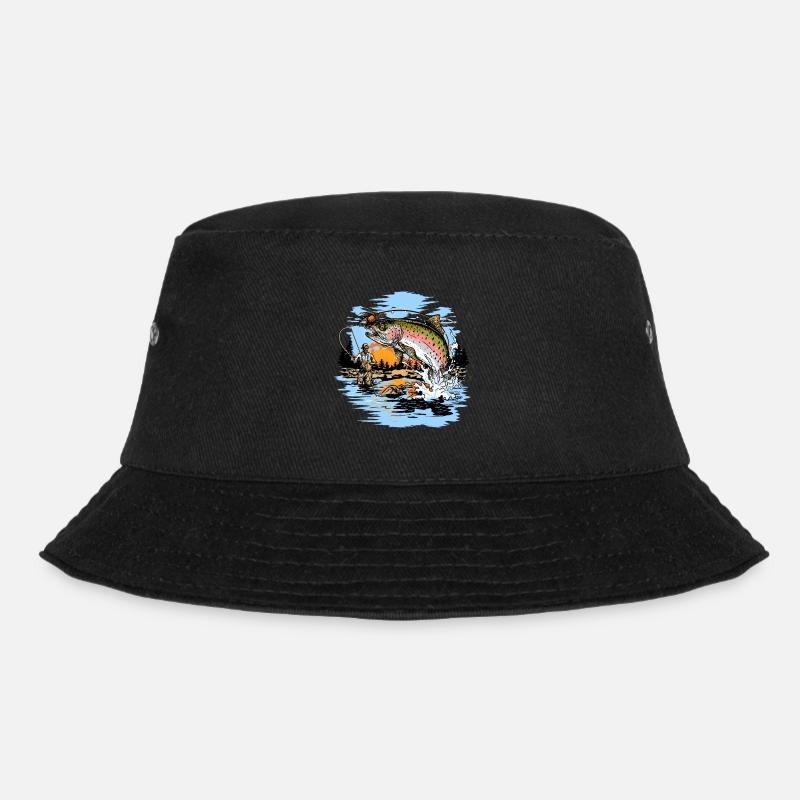 Regenbogenforellenfliegenfischen drucken - Bucket Hat - Schwarz
