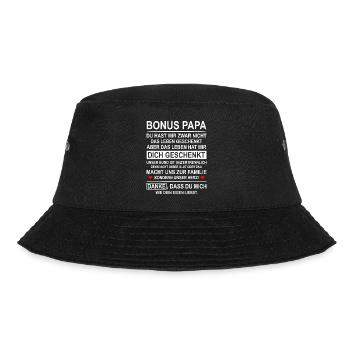 Bonus Papa Ersatzvater Geschenk Stiefvater - Bucket Hat - Schwarz - Vorne - Lela (165cm)