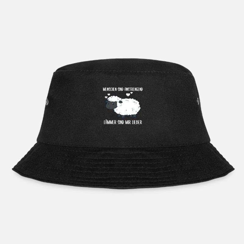 Menschen Sind Anstrengend Lämmer Spruch Lamm Schaf - Bucket Hat - Schwarz